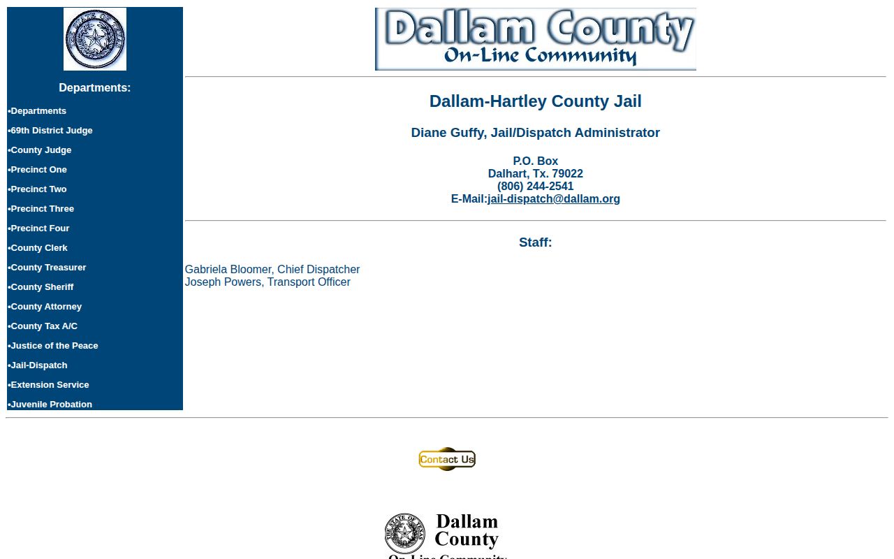 Dallam-Hartley County Jail official contact page for custody records